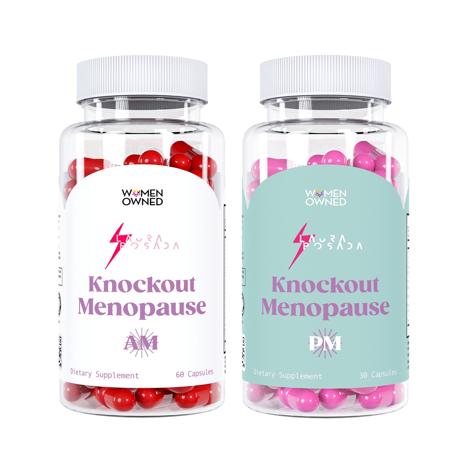 Knockout Menopause AM bottle supports daytime energy and focus.
