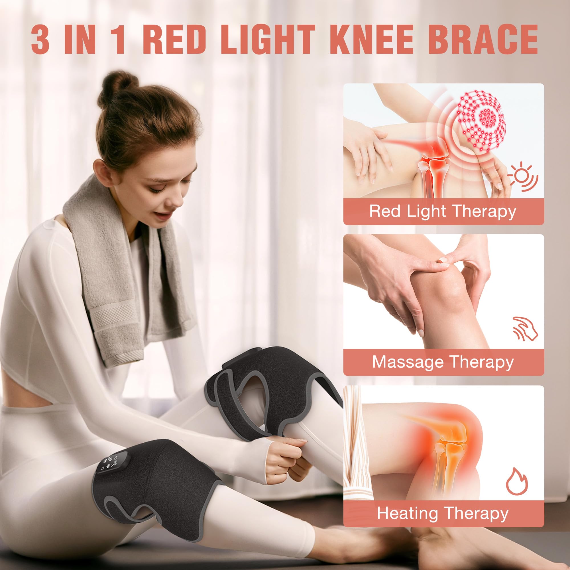 KNONNETD dual knee brace set worn on legs for simultaneous support