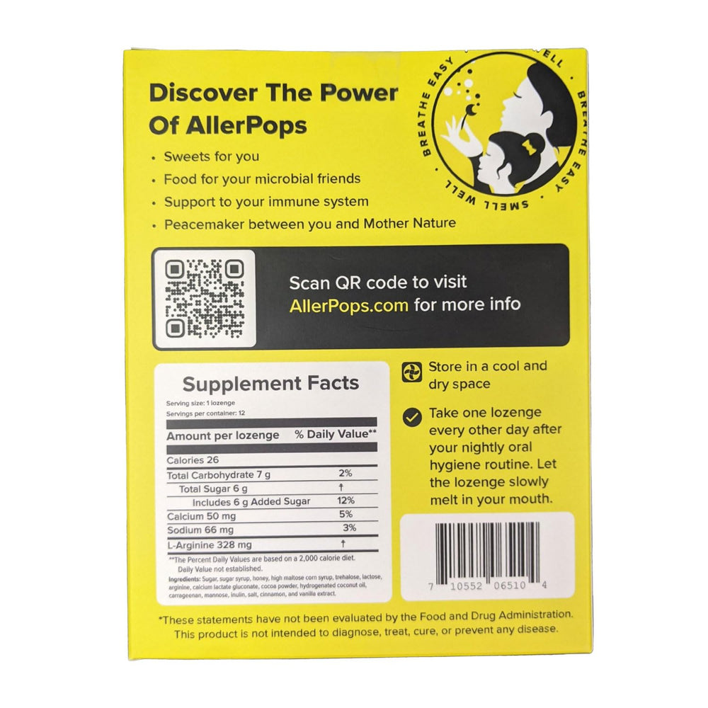 Knoze Jr AllerPops packaging box highlighting easy-to-use prebiotic gummies.