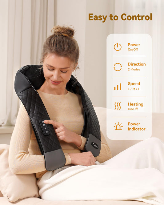 KNQZE back massager with heat showcased on shoulders for relaxation