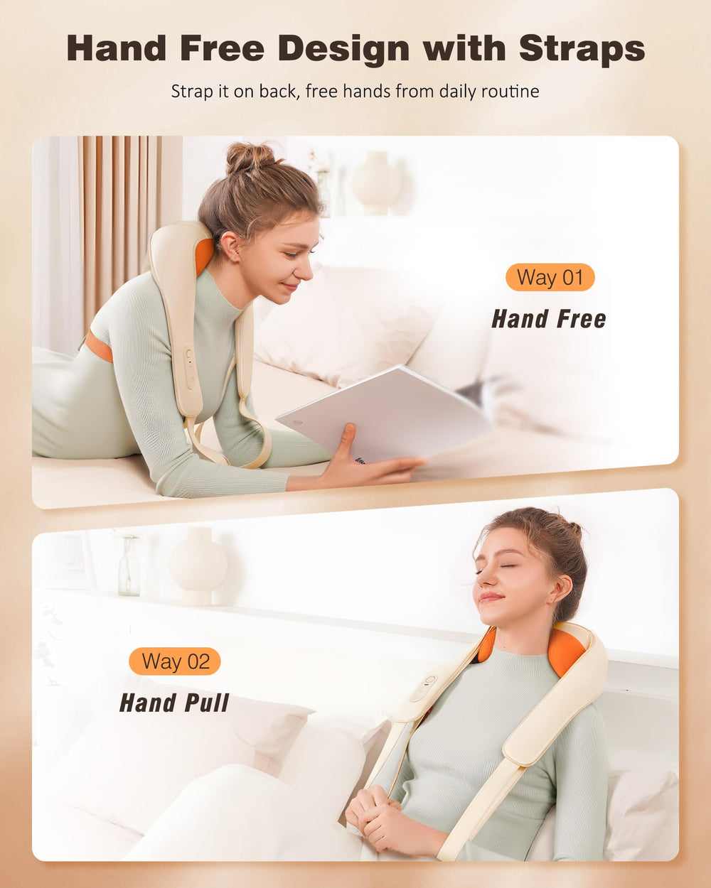 KNQZE cordless back massager lets you unwind without cables and clutter.