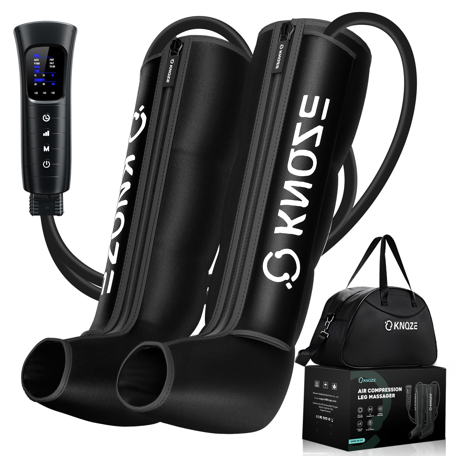 KNQZE foot-boot closeup showing targeted compression for leg relief.