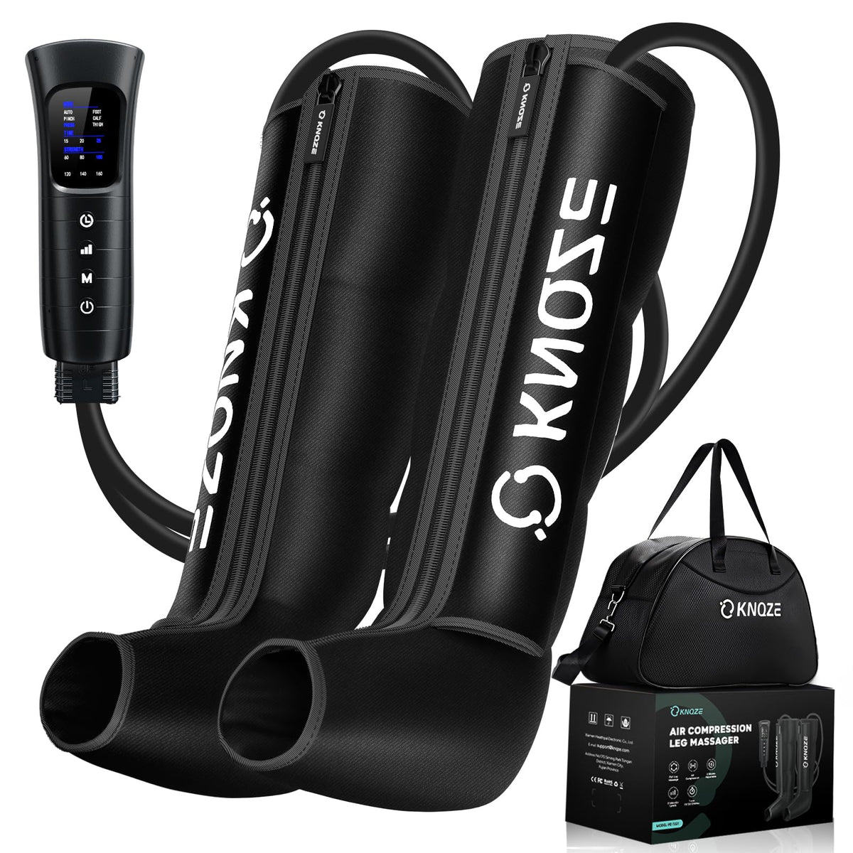 KNQZE foot-boot closeup showing targeted compression for leg relief.