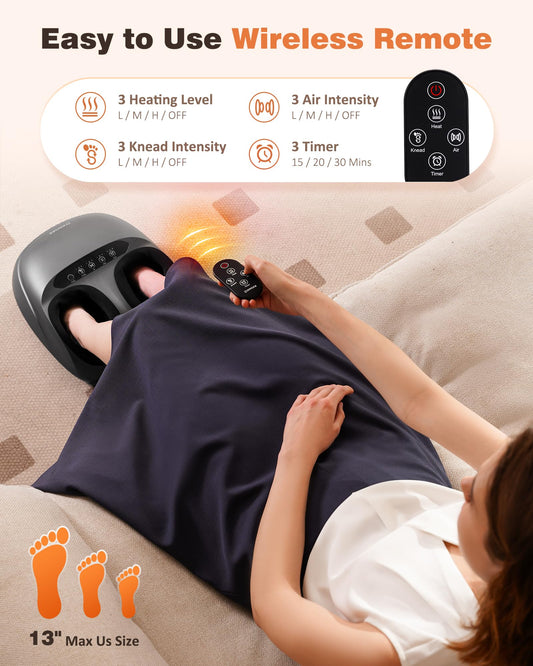 KNQZE foot massager heat levels for soothing warmth and relaxation on demand.