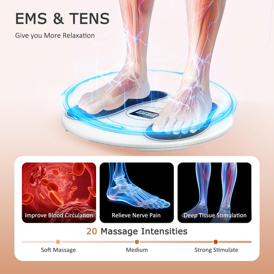 KNQZE EMS + TENS device provides customizable intensity for foot comfort.
