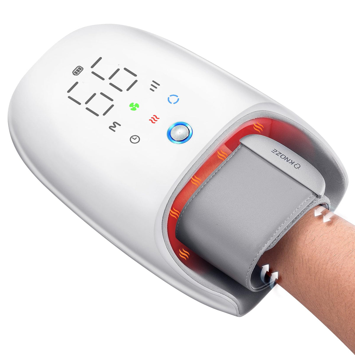KNQZE Hand Massager front view in white for convenient home relief