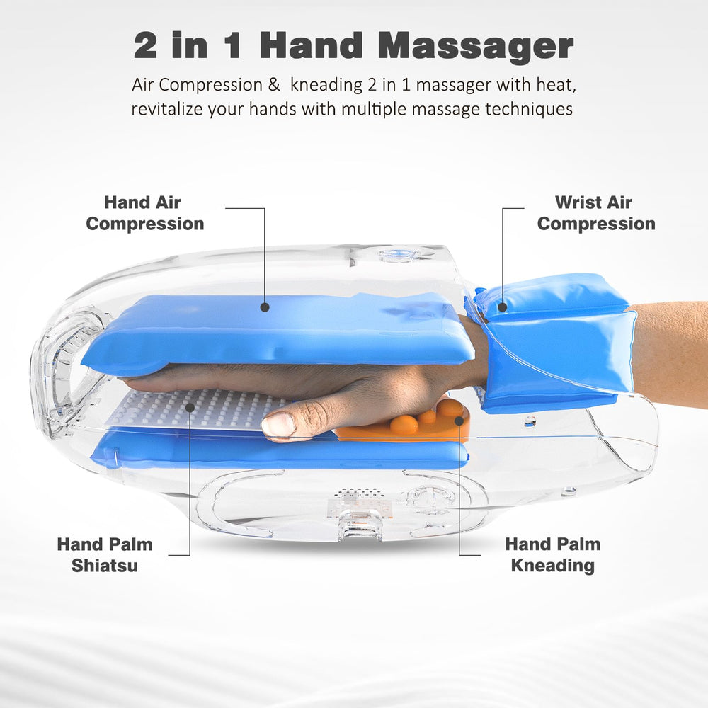 KNQZE Hand Massager touchscreen panel close-up showing easy controls