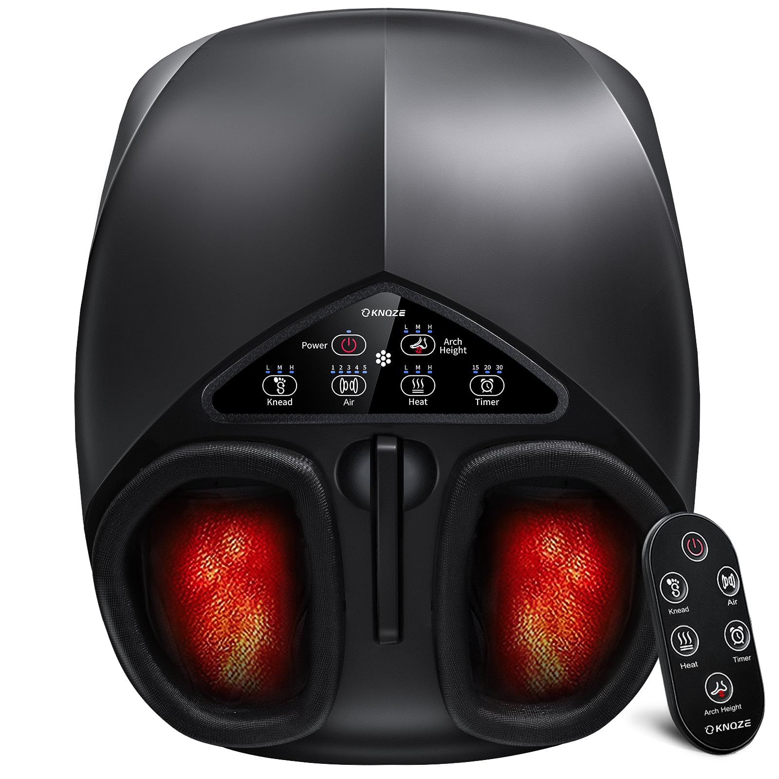 KNQZE Shiatsu foot massager front view shows sleek home-use design for daily relief