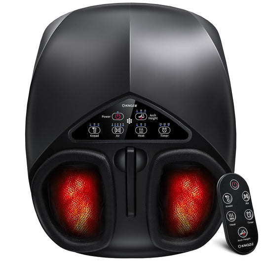 KNQZE Shiatsu foot massager front view shows sleek home-use design for daily relief