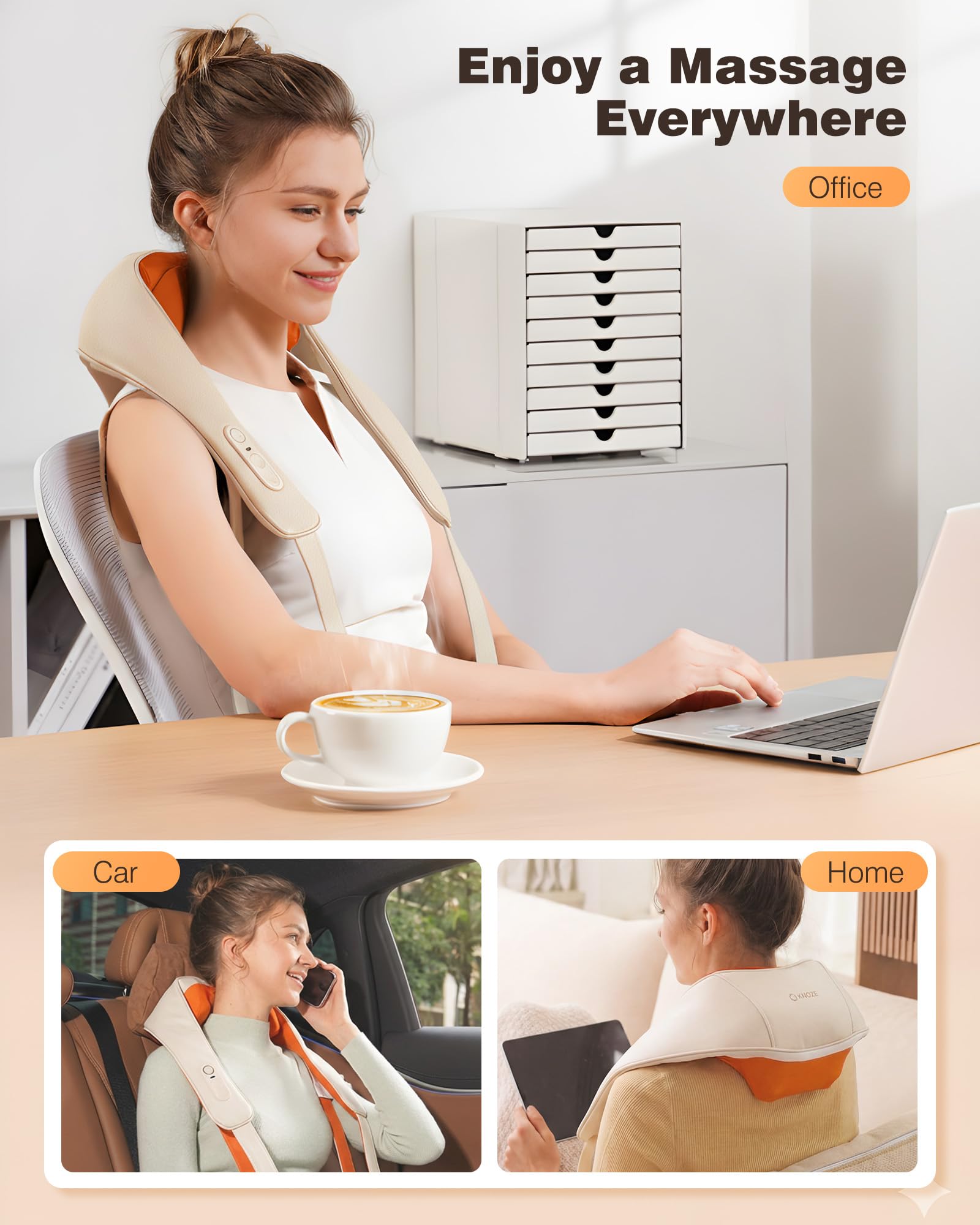 KNQZE two heating levels let you dial in warmth for a soothing session.