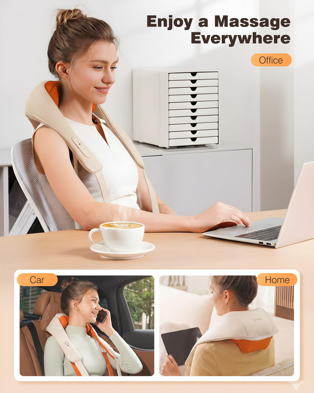 KNQZE two heating levels let you dial in warmth for a soothing session.