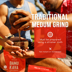 Koa Kava Damu prepared kava in a cup for a relaxed social moment