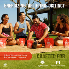 Koa Kava Damu traditional kava in strainer demonstrates authentic preparation