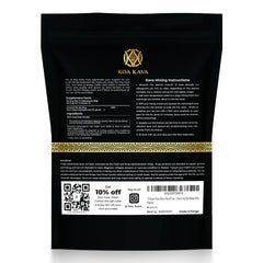 Koa Kava packaging features an 8 oz noble kava powder for home use.