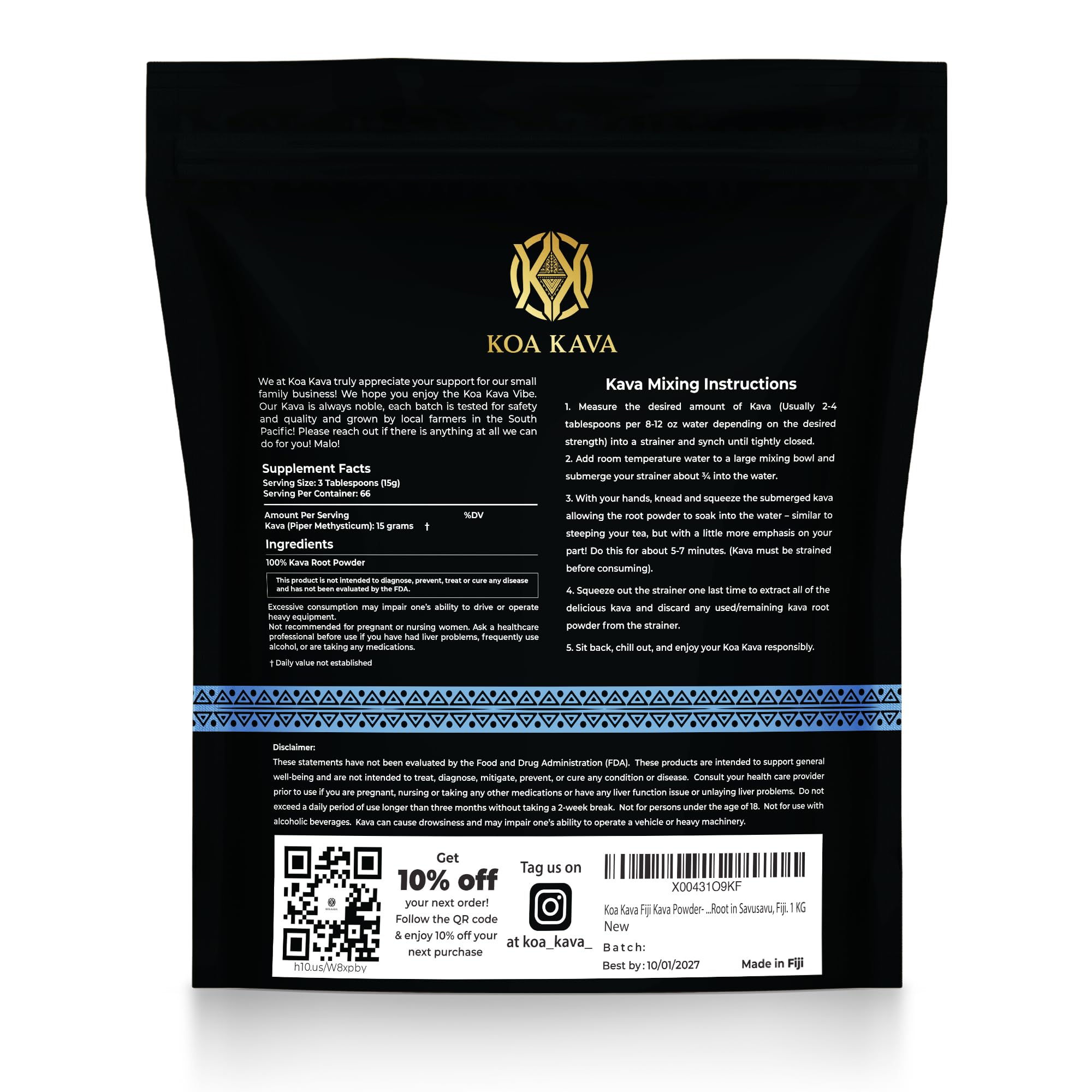 Koa Kava pour-steam-brew cup releases earthy aroma and relaxation notes.