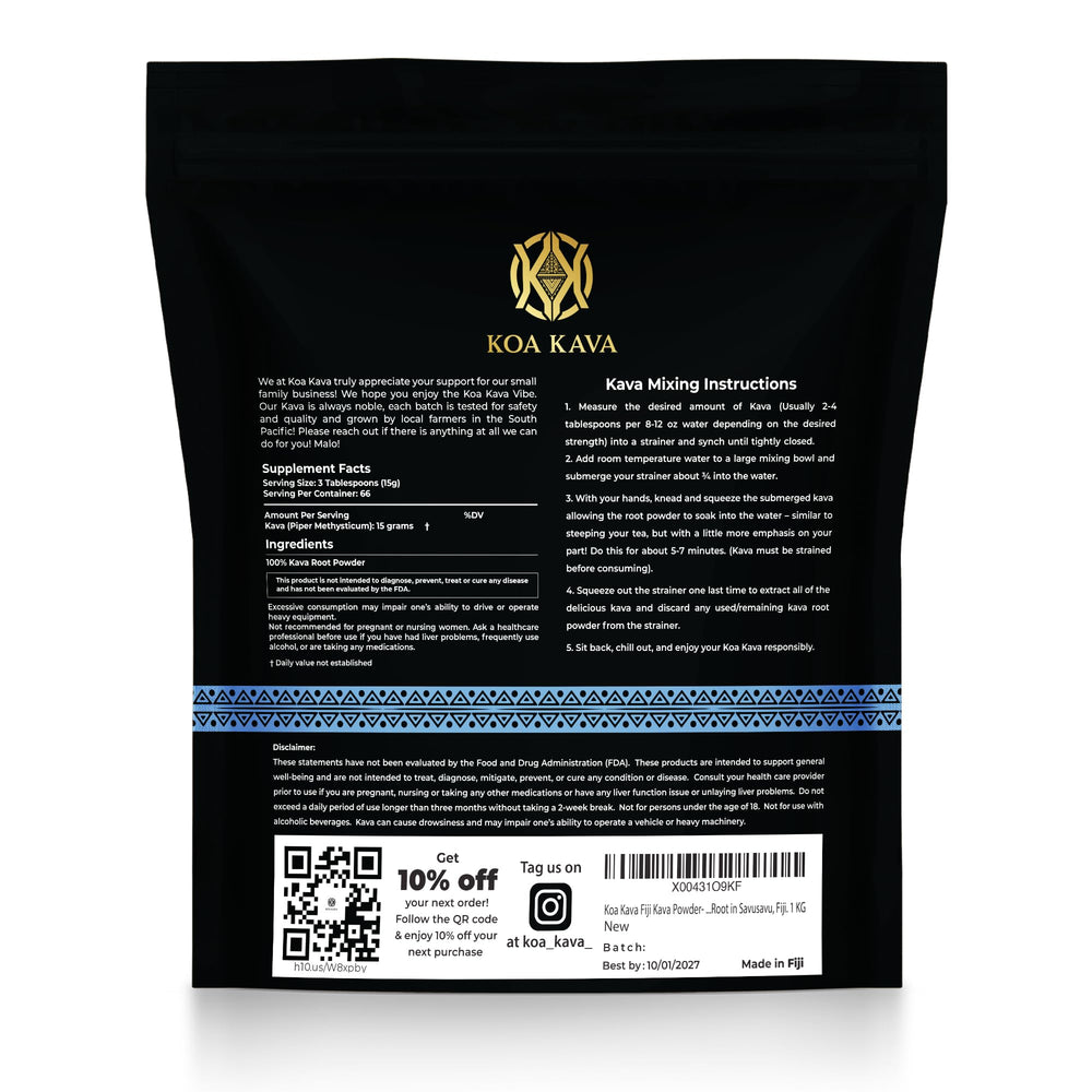 Koa Kava pour-steam-brew cup releases earthy aroma and relaxation notes.