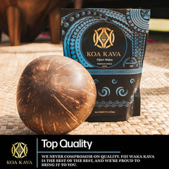 Koa Kava relaxation moment suggests mindful downtime.