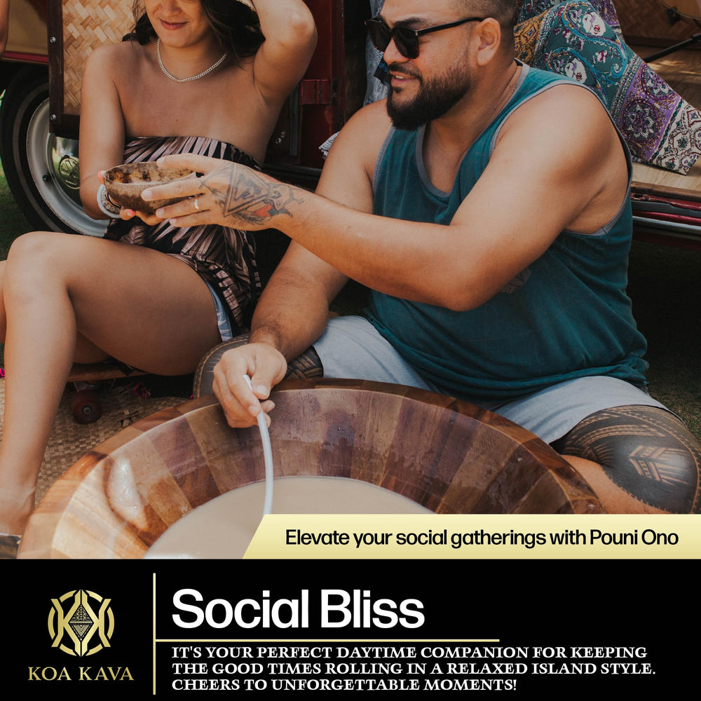 Koa Kava shells arranged for a social night with an uplifting vibe.