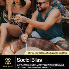 Koa Kava shells arranged for a social night with an uplifting vibe.