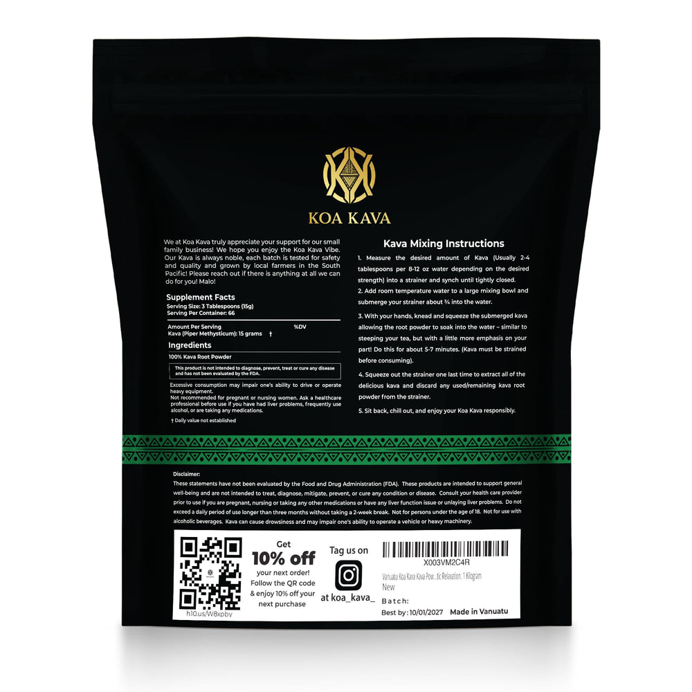 Koa Kava Vanuatu powder milling process indicates careful cultivation and processing