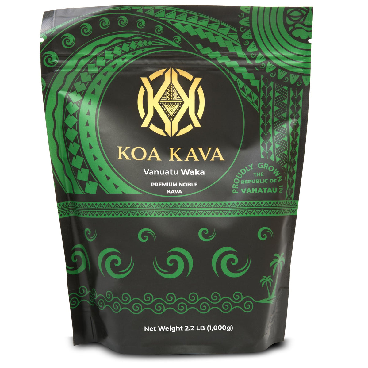 Koa Kava Vanuatu powder packaging closeup for relaxed evenings