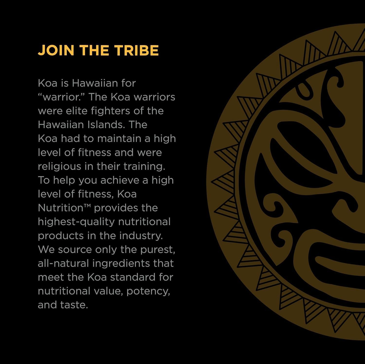 KOA Warrior Whey Isolate packaging displaying non-GMO and gluten-free features.
