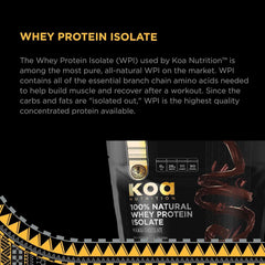 KOA Warrior Whey Isolate ProHydrolase label indicating improved digestion.