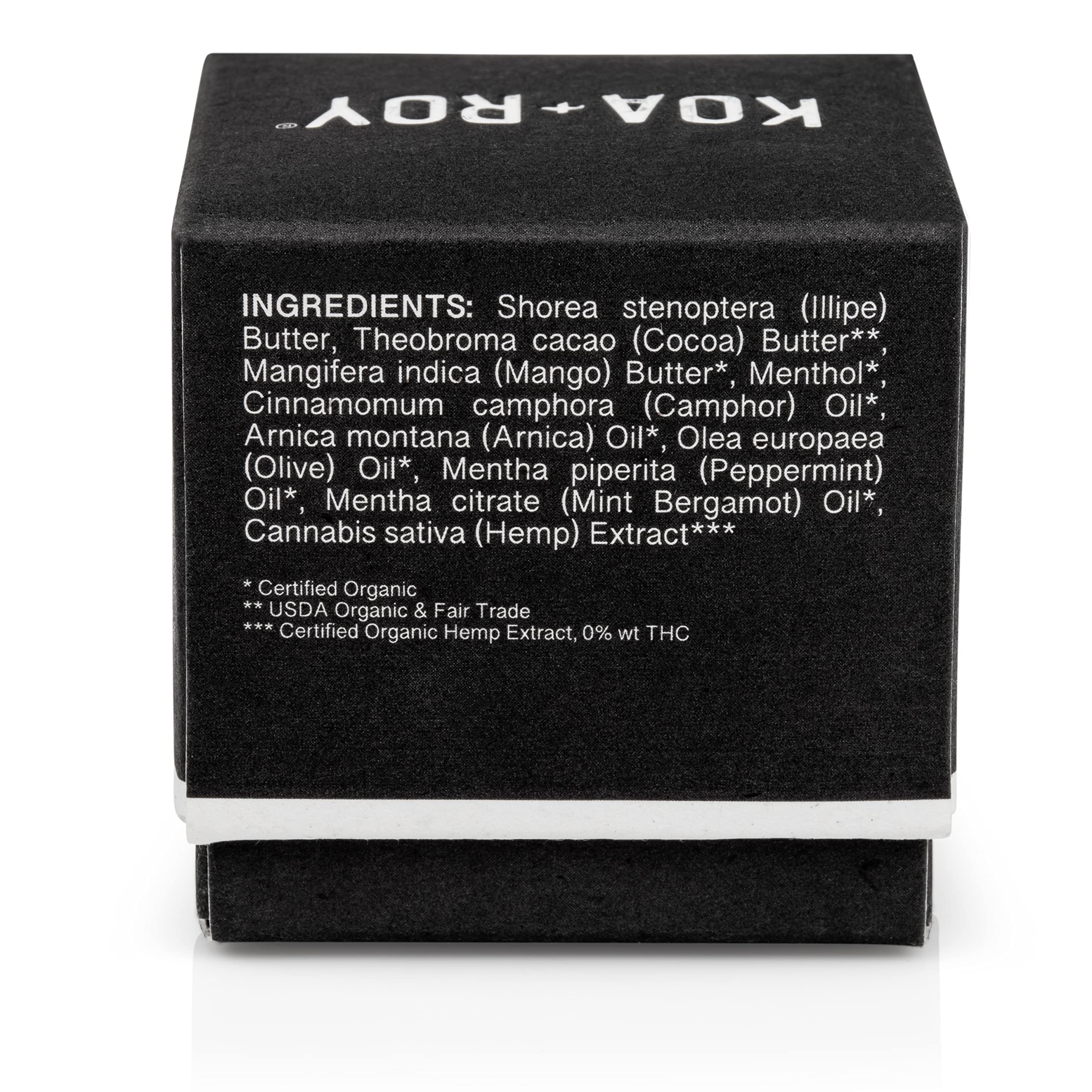 KOA ROY Recovery Cube texture close-up shows solid balm consistency