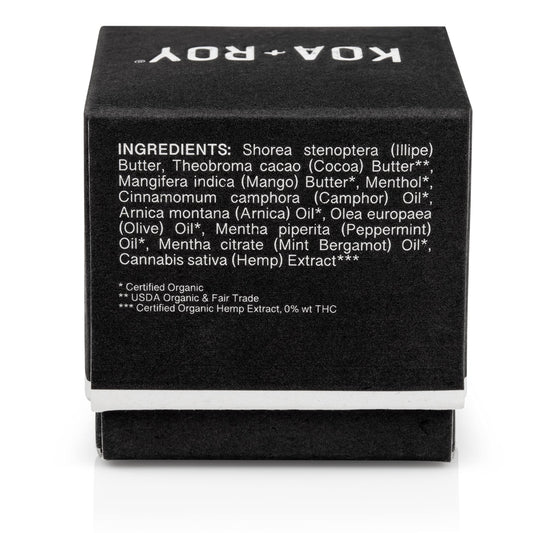 KOA ROY Recovery Cube texture close-up shows solid balm consistency
