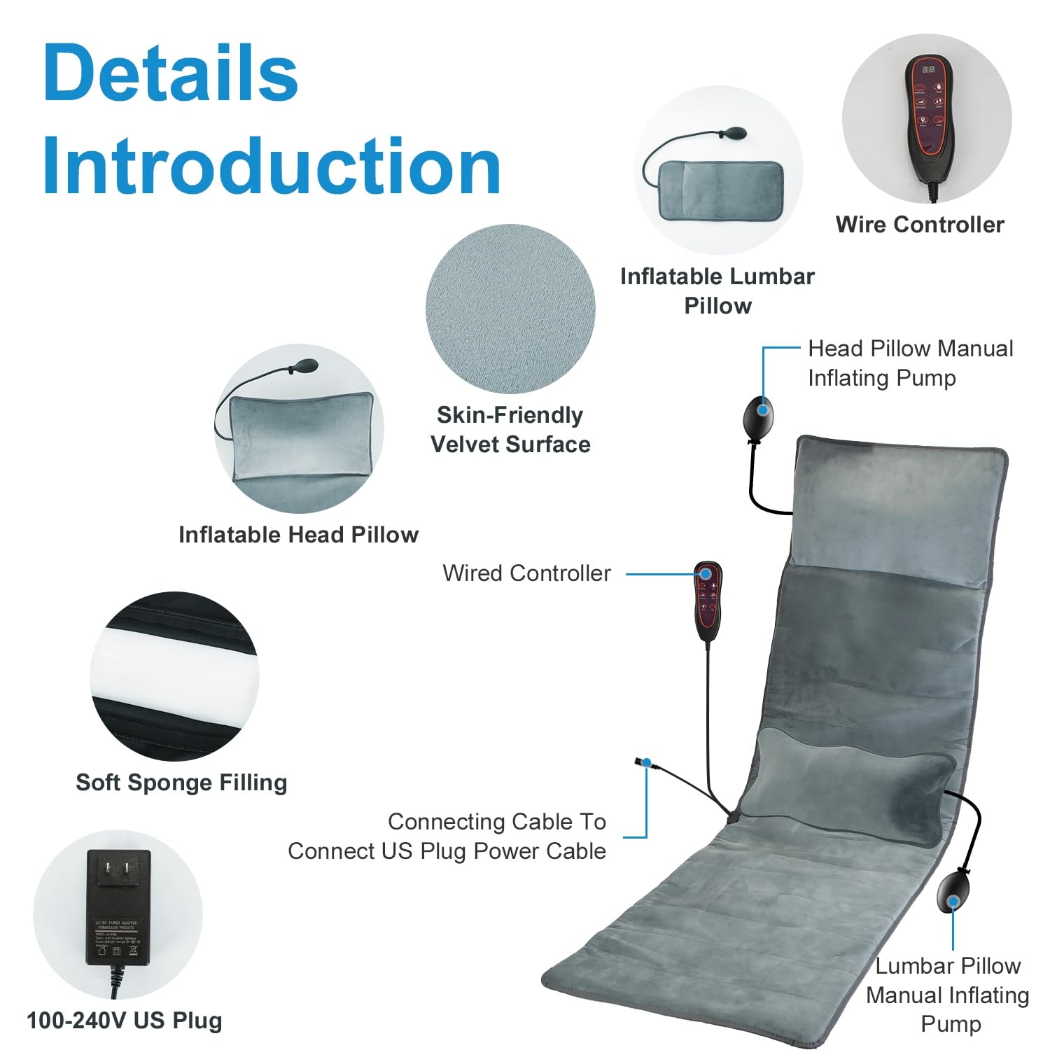 Soft plush fabric and foam fill provide luxurious relaxed seating massage