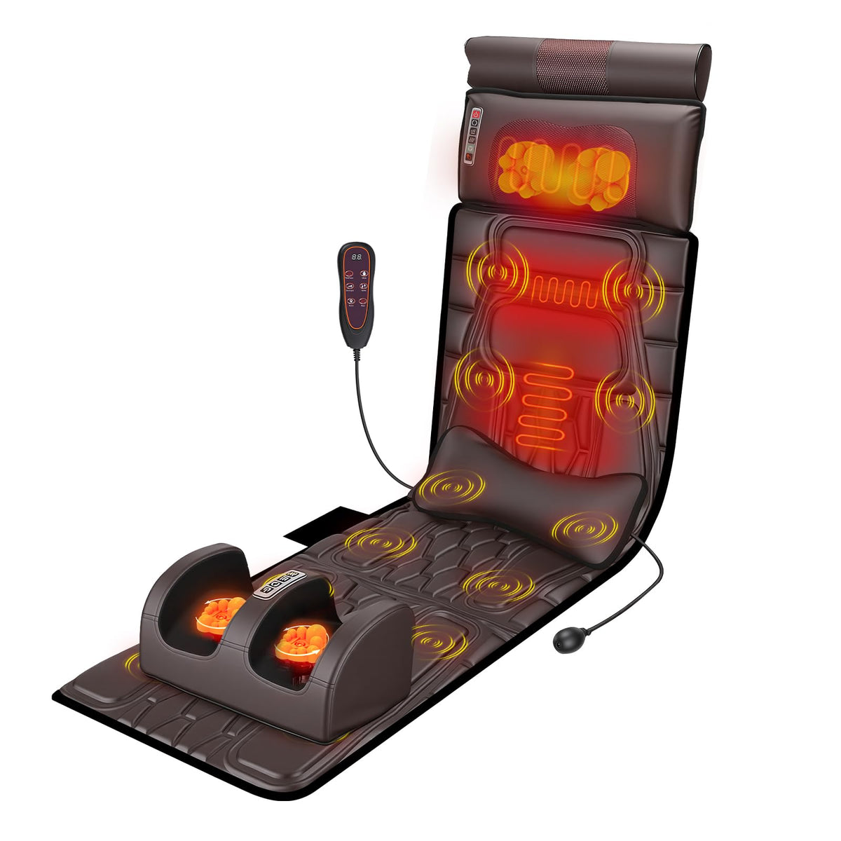 KOCASO PU Leather Full Body Massage Mat on recliner demonstrating versatile relaxation