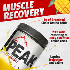 Tropical mango flavored powder in glass with water after training