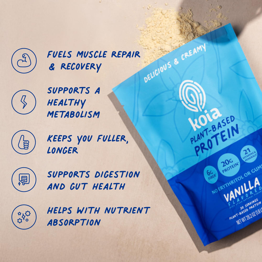 Chicory root illustration with Koia vanilla protein powder ingredients