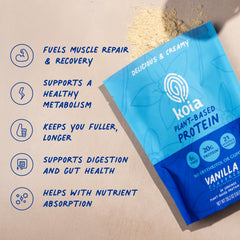 Chicory root illustration with Koia vanilla protein powder ingredients