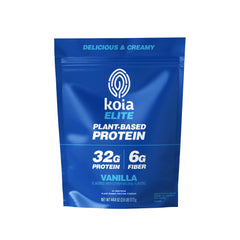 Koia vanilla protein powder tub highlighting plant-based protein for daily training.