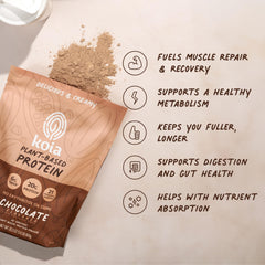Dairy-free Koia label on packaging indicating vegan-friendly option