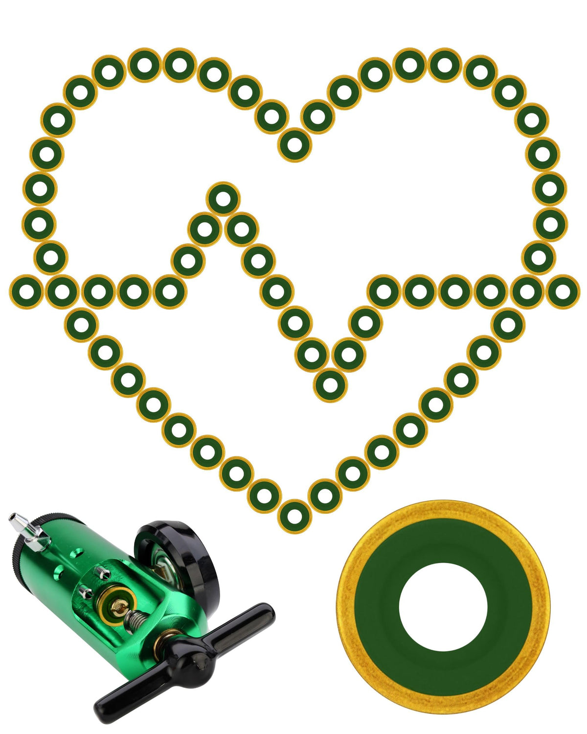 KOKAND brass Viton washer closeup demonstrating durable CGA-870 seal for reliable oxygen regulator performance
