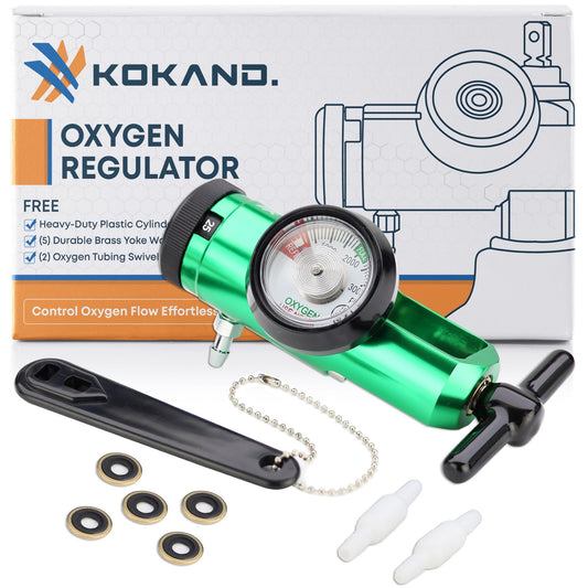 KOKAND Oxygen Regulator with flow gauge provides precise LPM monitoring.