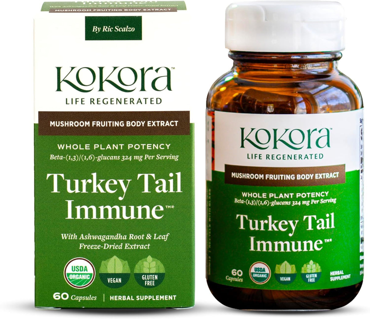 Kokora Turkey Tail Immune bottle ready for daily immune support.