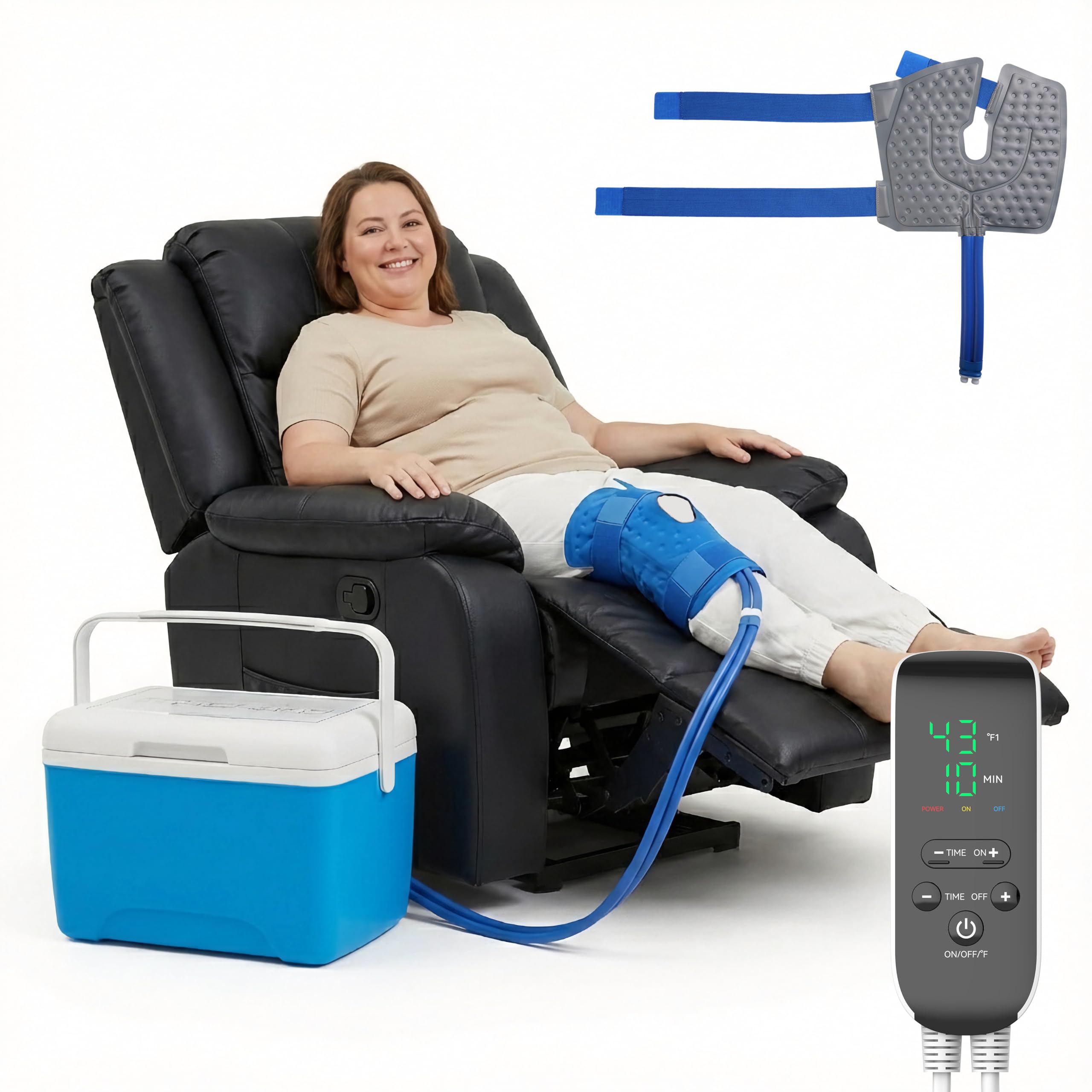 Kokoslo knee ice machine front view showing compact bedside design.