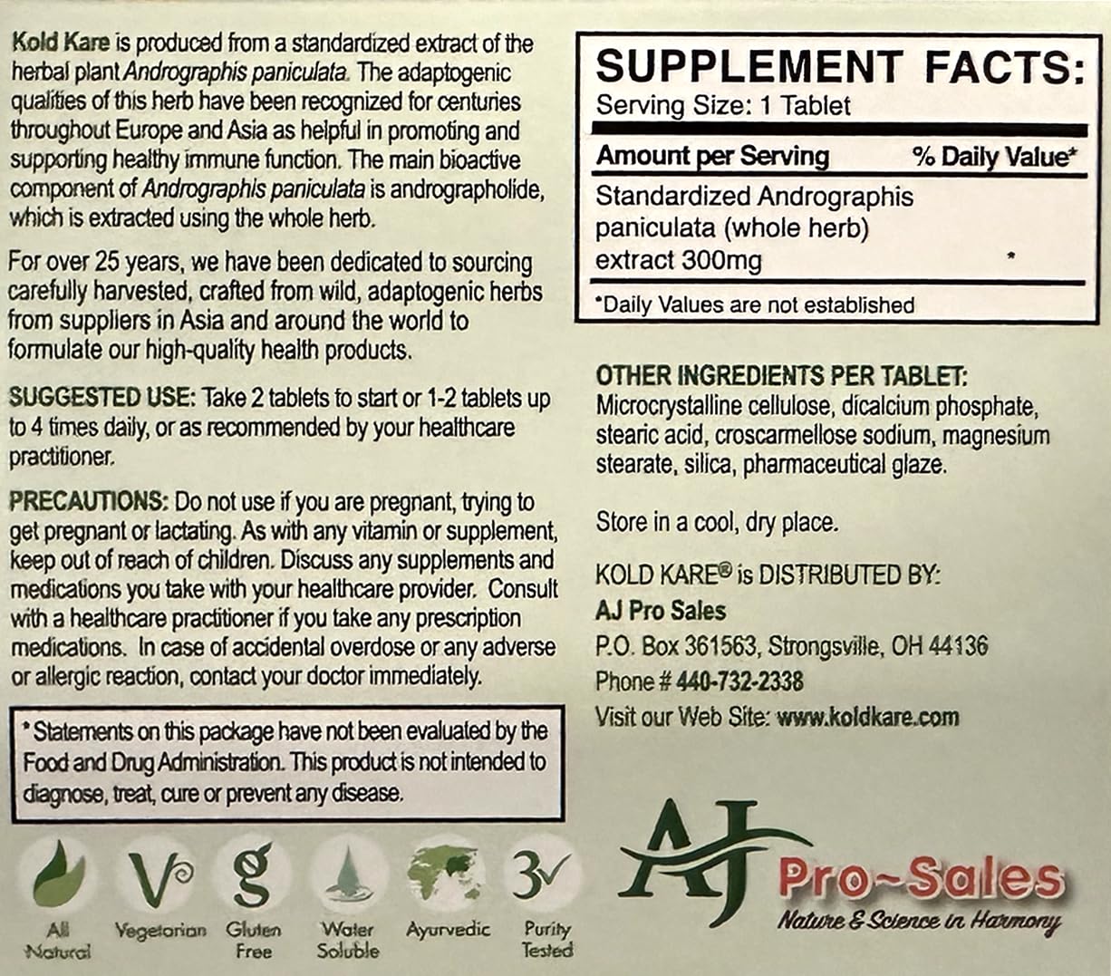 Kold Kare Daily Immune capsules close-up of herbal formulation.