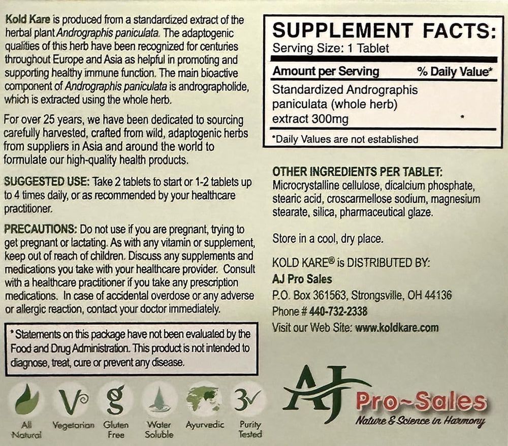 Kold Kare Daily Immune capsules close-up of herbal formulation.
