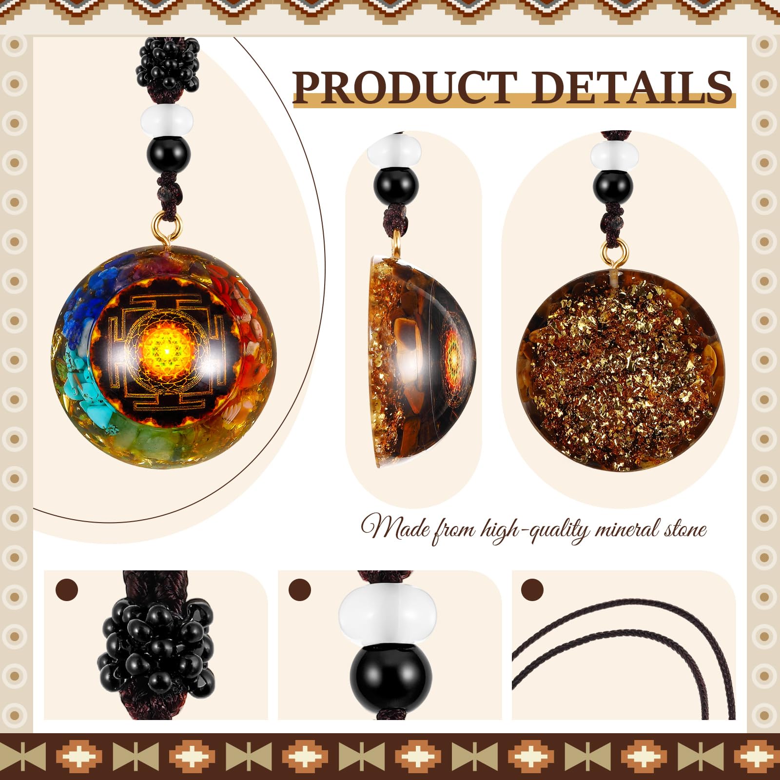 Konohan seven chakra gemstone necklace with vibrant colors for balance.