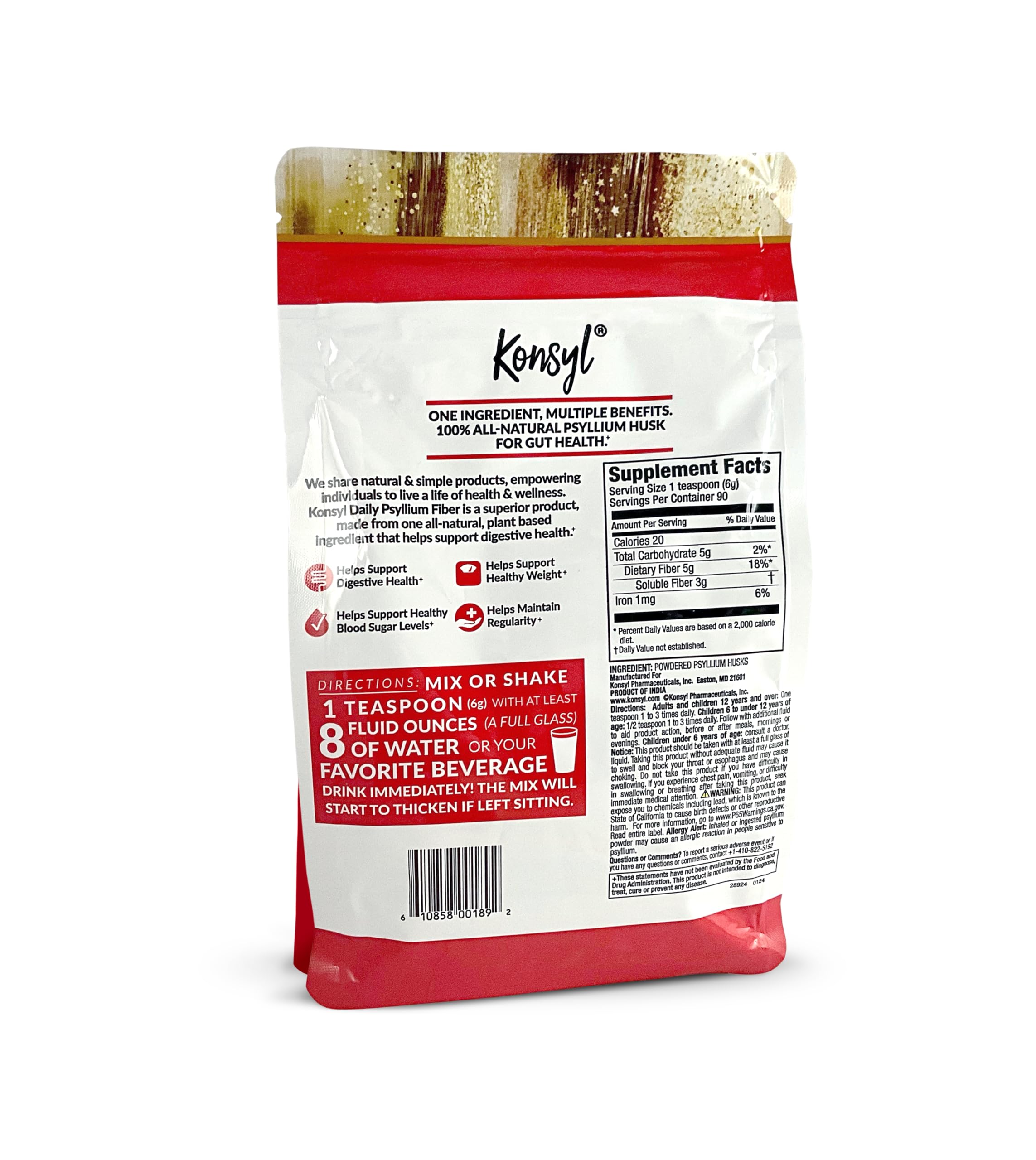 Konsyl Daily Psyllium Fiber powder measuring spoon for easy daily intake
