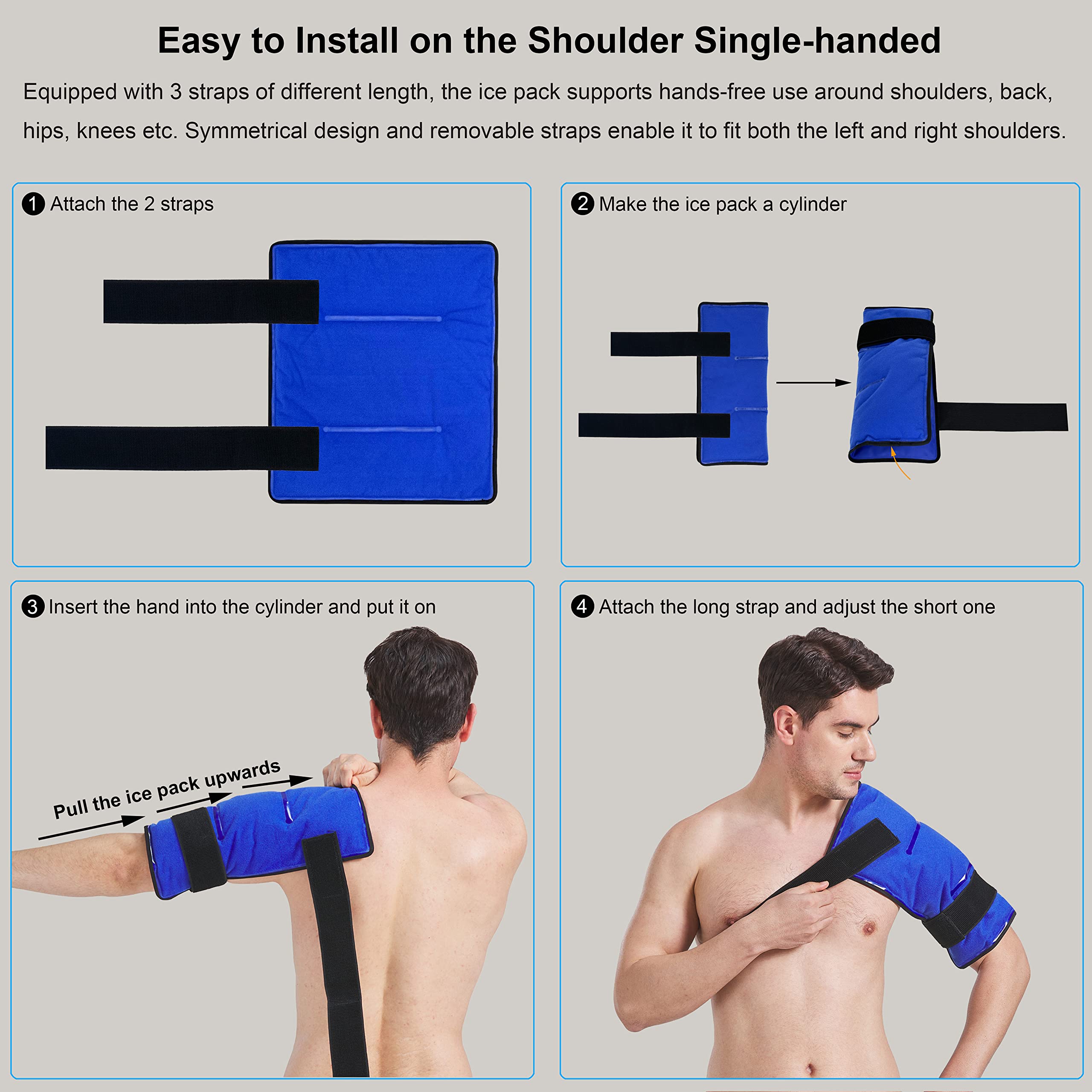 Koo-Care XL ice pack showing coverage around knee circumference