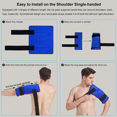Koo-Care XL ice pack showing coverage around knee circumference