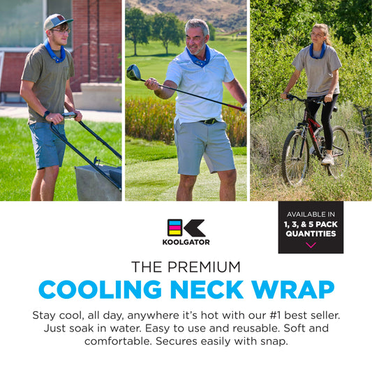 Koolgator soak-activation steps demonstrate quick setup for refreshing neck cooling