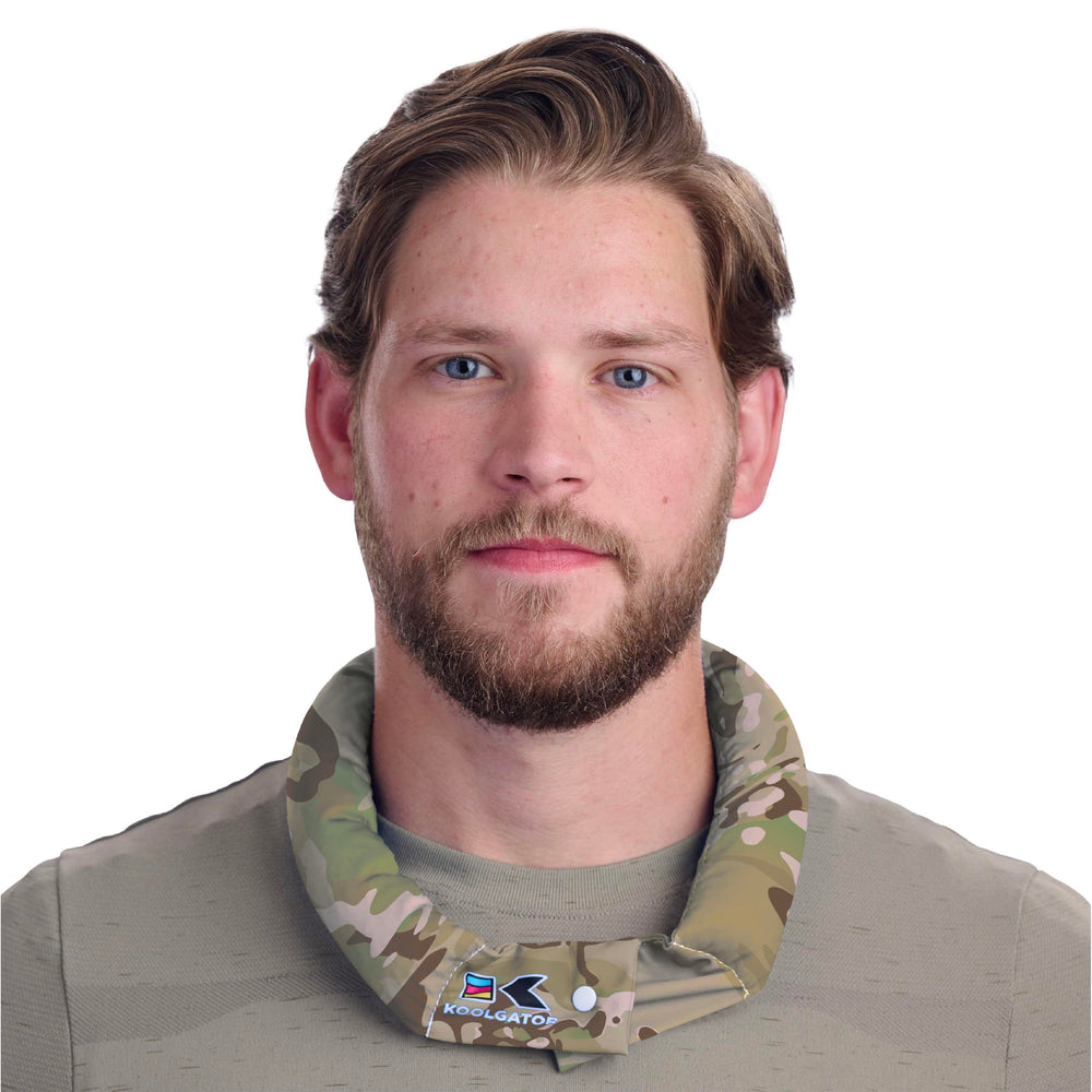 KOOLGATOR evaporative neck wrap in Scorpio camo for outdoor cooling