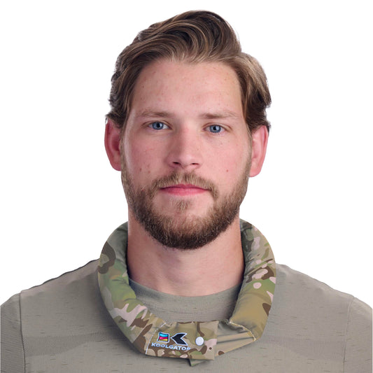 KOOLGATOR evaporative neck wrap in Scorpio camo for outdoor cooling
