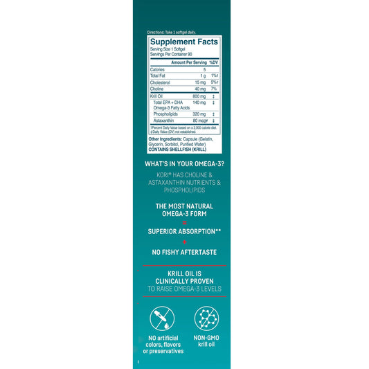 Kori Krill Omega-3 softgels ready for daily supplementation.
